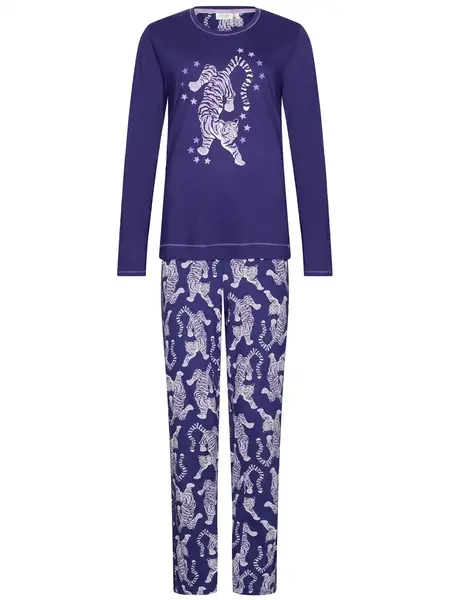 Rebelle katoenen dames pyjama lange mouwen - tiger star