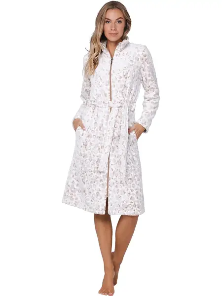 Pastunette dames Badjas met Rits Fleece - Animal - Warme winter ochtendjas met ritssluiting - Copy