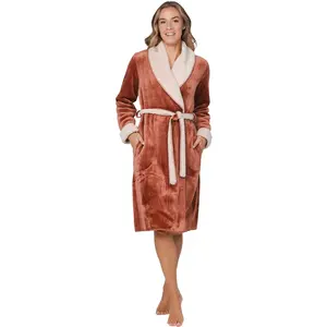 Pastunette dames Badjas Fleece - Morning Gown - Warme winter ochtendjas donkerblauw