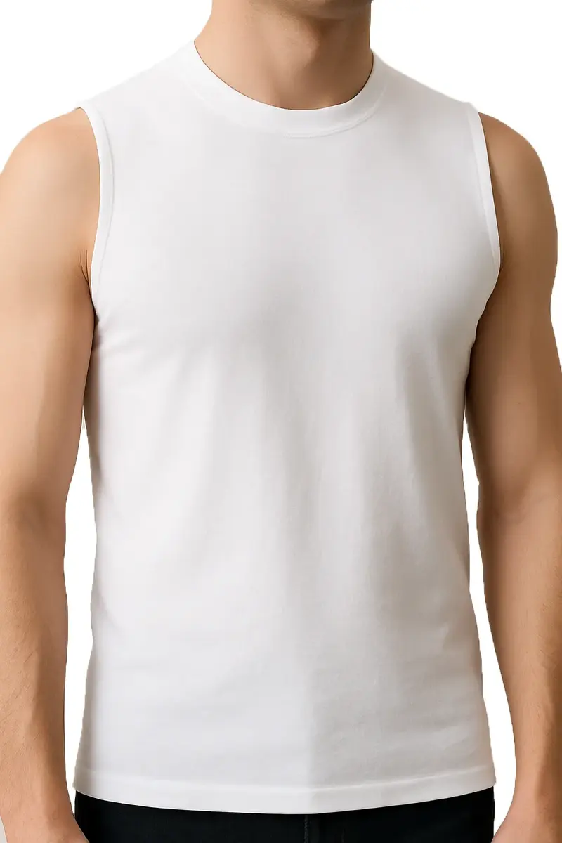 HL-tricot mouwloos shirt heren - 100% katoen - Ondershirt zonder mouwen wit - Mannen