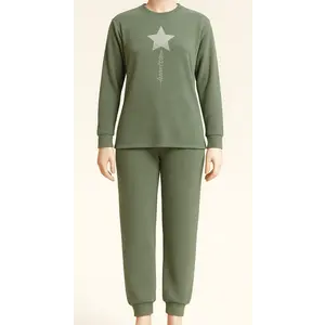 Lunatex badstof dames pyjama - Stars - Warme winter pyjama met boordjes Lunatex badstof dames pyjama - Stars - Warme winter pyjama met boordjes