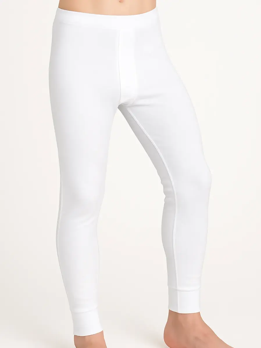 Beeren heren pantalon wit met gulp M3400 - Lange heren onderbroek katoen - Met sluiting