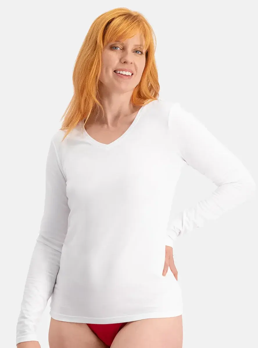Bamboo Basics 2-pak dames shirts lange mouw V-hals - Liv - Comfortabel Bamboe ondershirts Bamboo Basics 2-pak dames shirts lange mouw V-hals - Liv - Comfortabel Bamboe ondershirts