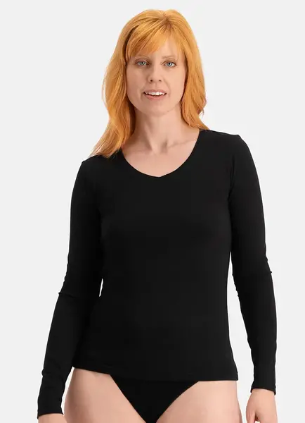Bamboo Basics 2-pak dames shirts lange mouw V-hals - Liv - Comfortabel Bamboe ondershirts