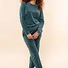 Charlie Choe dames pyjama Velours - Teal Green - Warme winter pyjama dames