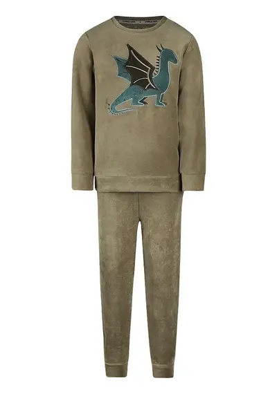 Charlie Choe velours jongens pyjama - Draak Charlie Choe velours jongens pyjama - Draak