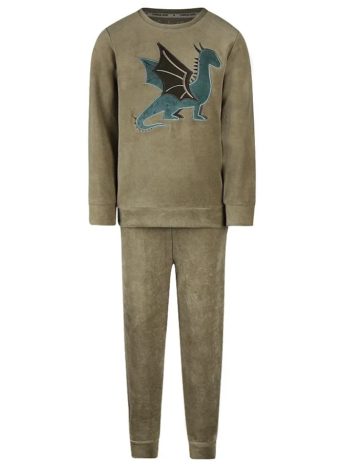 Charlie Choe velours jongens pyjama - Draak
