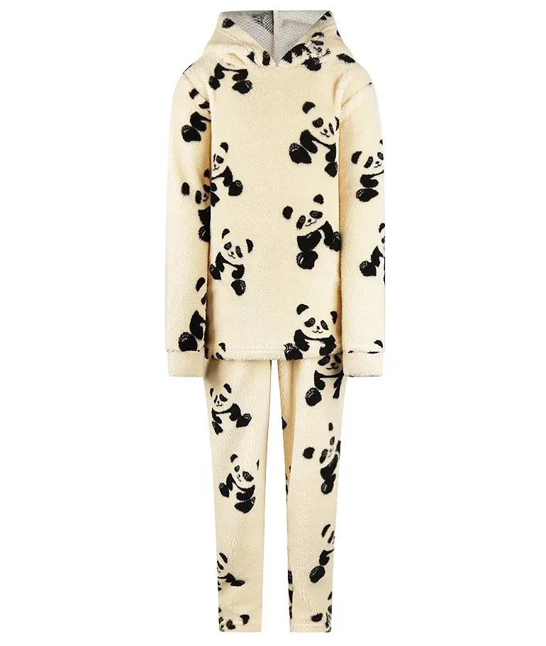 Charlie Choe fleece huispak meisjes - pyjama - Panda - Off white