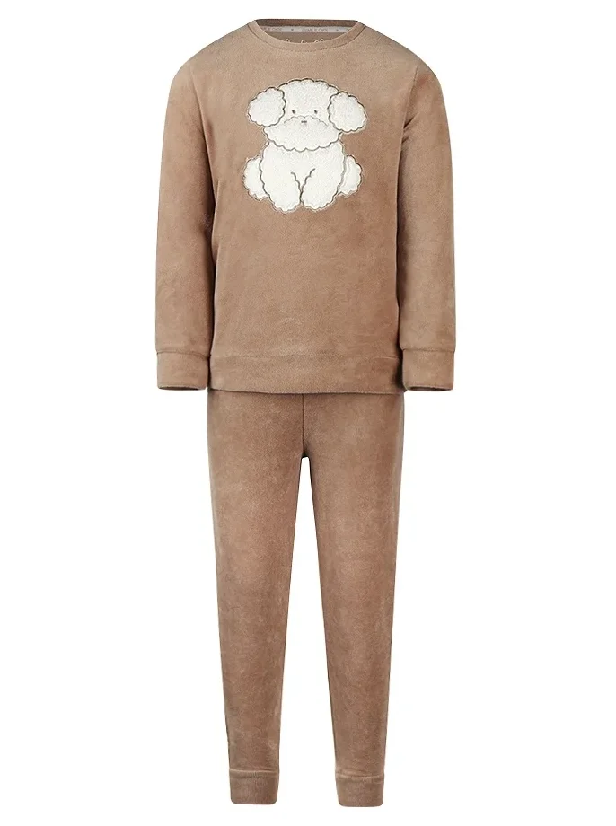 Charlie Choe velours meisjes pyjama - Puppy