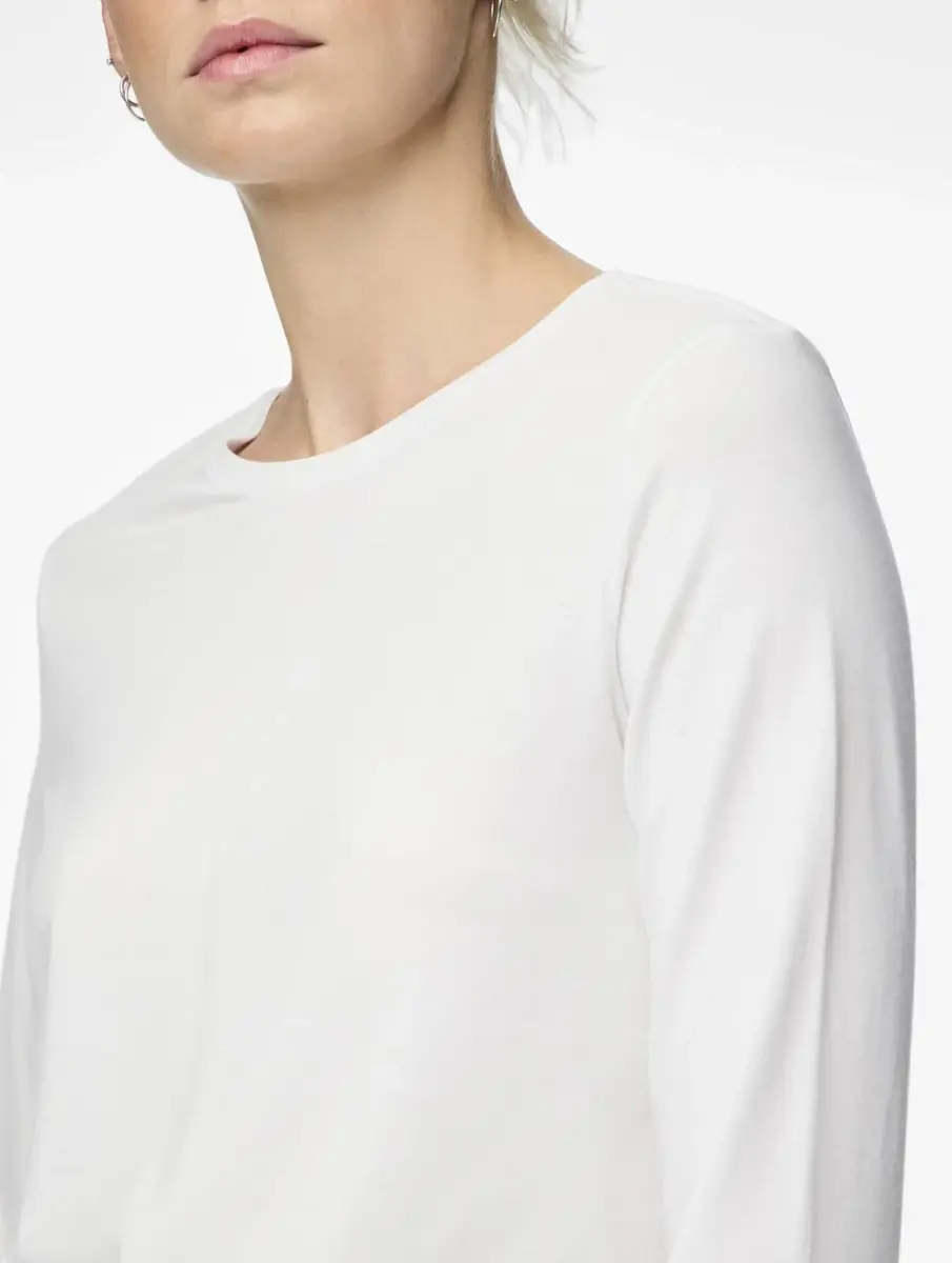 Pieces dames ondershirt lange mouw - Long Tee - Katoenen T-shirt lange mouwen - Wit - Zwart Pieces dames ondershirt lange mouw - Long Tee - Katoenen T-shirt lange mouwen - Wit - Zwart