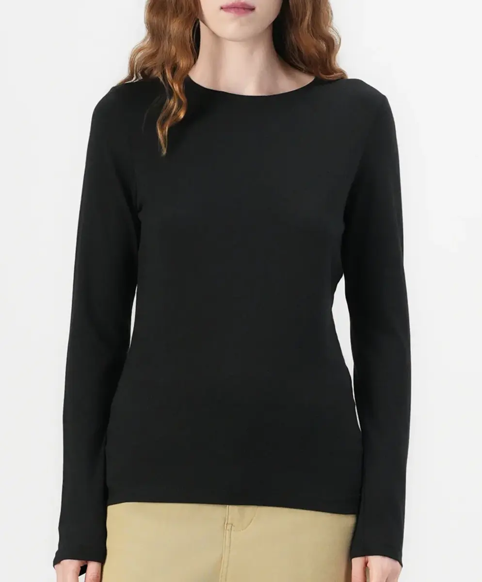 Pieces dames ondershirt lange mouw - Long Tee - Katoenen T-shirt lange mouwen - Wit - Zwart