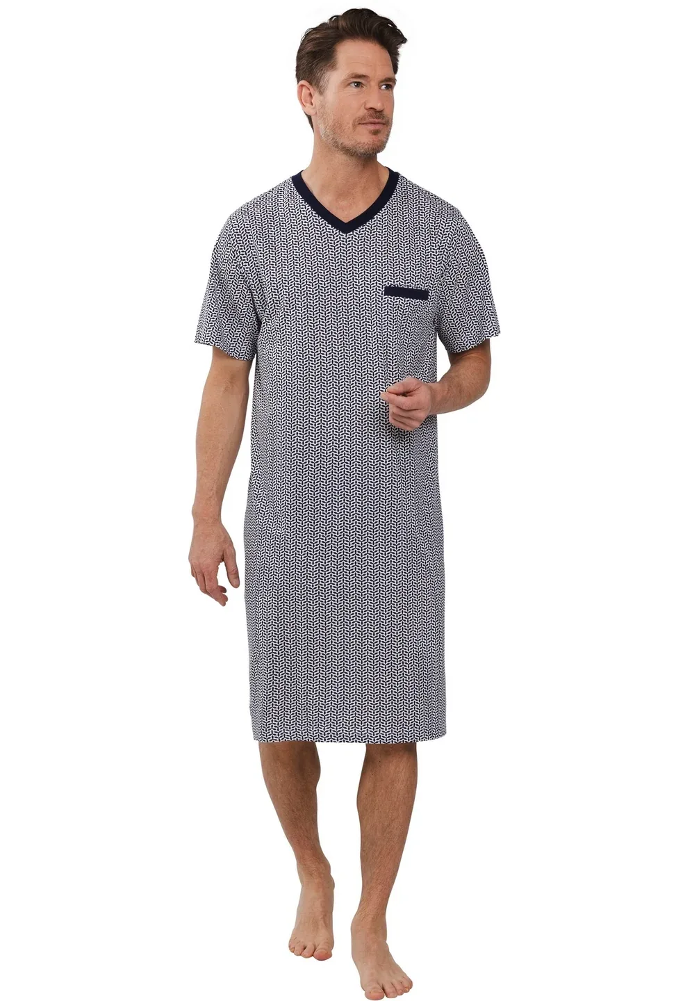 Pastunette Heren Nachthemd - Donkerblauw met print Pastunette Heren Nachthemd - Donkerblauw met print