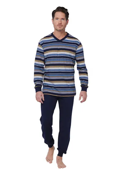 Pastunette Heren katoenen pyjama met lange mouwen - Navy Nights - Donkerblauw Pastunette Heren katoenen pyjama met lange mouwen - Navy Nights - Donkerblauw