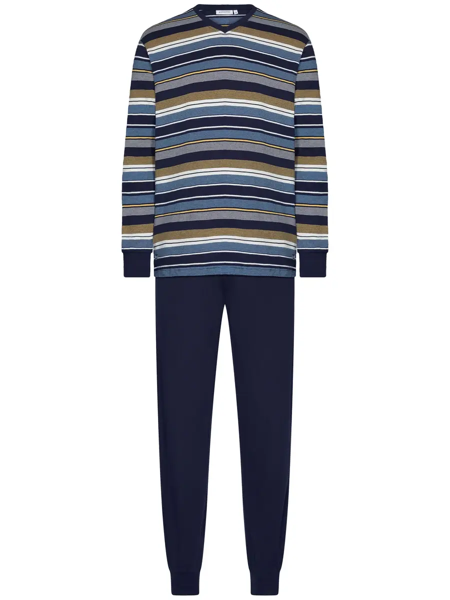 Pastunette Heren katoenen pyjama met lange mouwen - Navy Nights Pastunette Heren katoenen pyjama met lange mouwen - Navy Nights