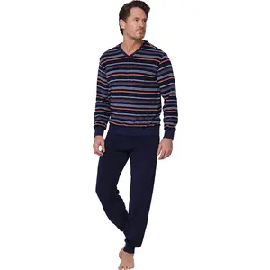 Pastunette Heren badstof pyjama met lange mouwen - Navy Nights Pastunette Heren badstof pyjama met lange mouwen - Navy Nights