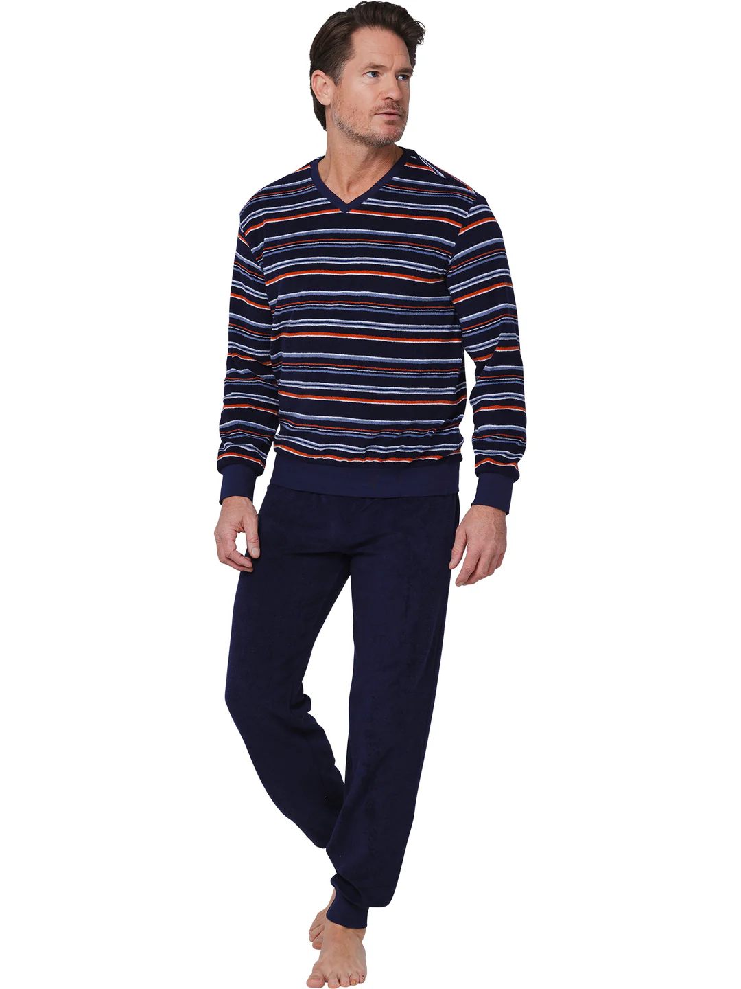 Pastunette Heren badstof pyjama met lange mouwen - Navy Nights