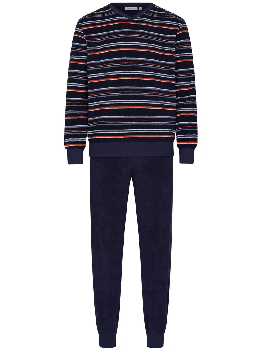 Pastunette Heren badstof pyjama met lange mouwen - Navy Nights Pastunette Heren badstof pyjama met lange mouwen - Navy Nights