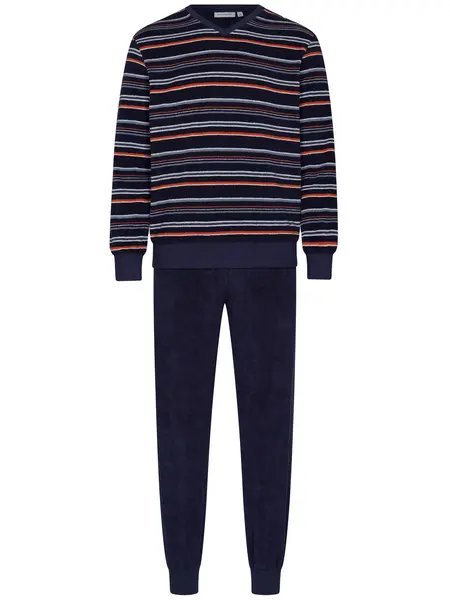 Pastunette Heren badstof pyjama met lange mouwen - Navy Nights Pastunette Heren badstof pyjama met lange mouwen - Navy Nights
