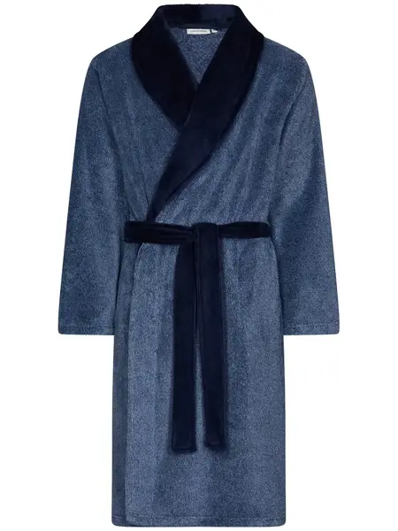 Pastunette heren fleece badjas - Donkerblauwe warme badjas mannen - 115 CM