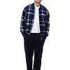 Pastunette heren Huispak Flanel Fleece - Donkerblauw - Ruit - warm heren pyjamapak 2-delig