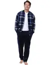 Pastunette heren Huispak Flanel Fleece - Donkerblauw - Ruit - warm heren pyjamapak 2-delig