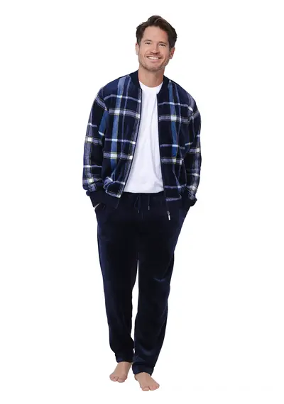 Pastunette heren Huispak Flanel Fleece - Donkerblauw - Ruit Pastunette heren Huispak Flanel Fleece - Donkerblauw - Ruit
