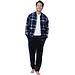 Pastunette heren Huispak Flanel Fleece - Donkerblauw - Ruit - warm heren pyjamapak 2-delig - Donkerblauw