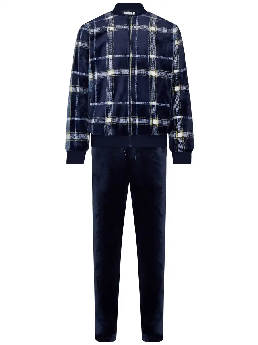 Pastunette heren Huispak Flanel Fleece - Donkerblauw - Ruit - warm heren pyjamapak 2-delig Pastunette heren Huispak Flanel Fleece - Donkerblauw - Ruit - warm heren pyjamapak 2-delig