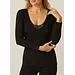 Entex dames thermo shirt lange mouw met kant - Zwart wollen ondershirt - Zwart