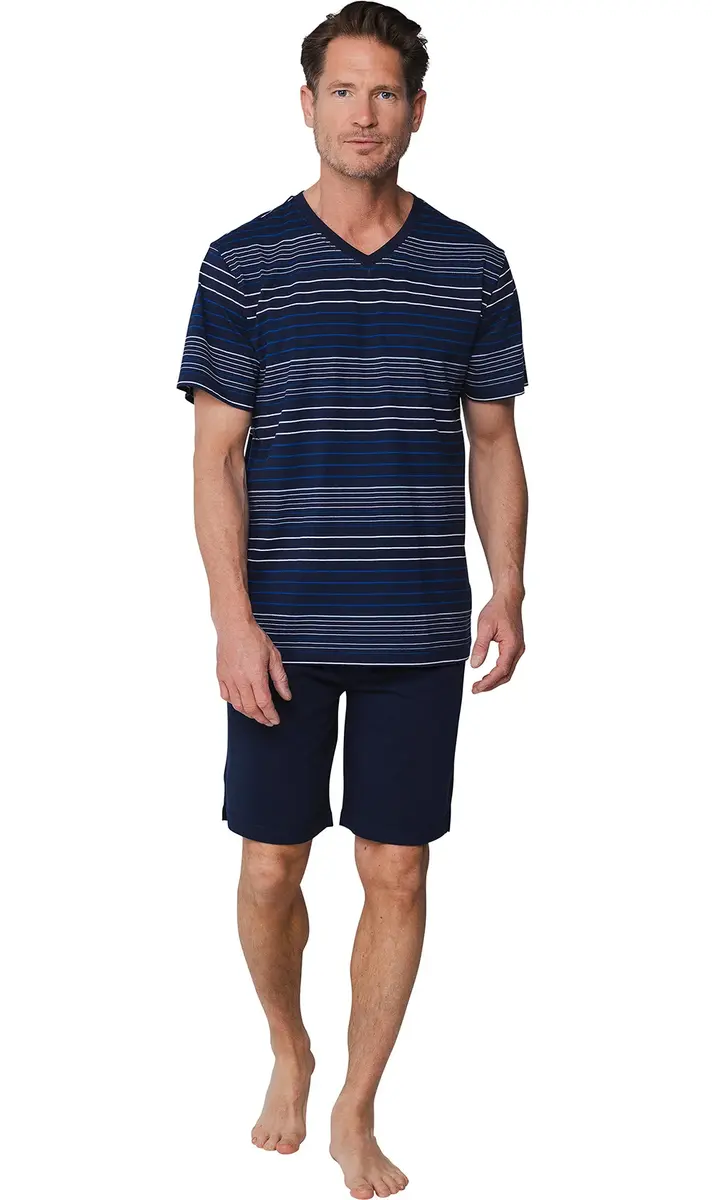 Pastunette heren shortama - Donkerblauw gestreept