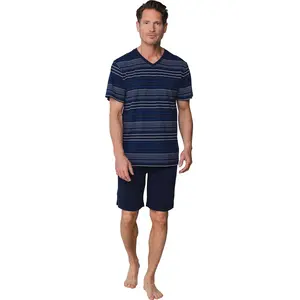 Pastunette heren shortama - Donkerblauw gestreept Pastunette heren shortama - Donkerblauw gestreept