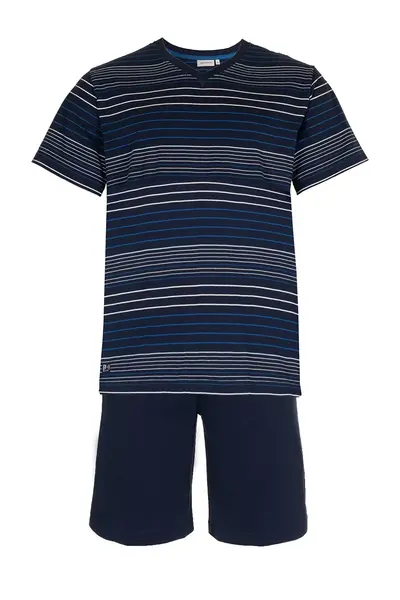 Pastunette heren shortama - Donkerblauw gestreept Pastunette heren shortama - Donkerblauw gestreept