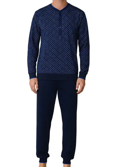 Pastunette Heren Pyjama katoen met knoopsluiting - Donkerblauw Pastunette Heren Pyjama katoen met knoopsluiting - Donkerblauw