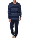 Pastunette katoenen Heren pyjama - V-hals - Donkerblauw