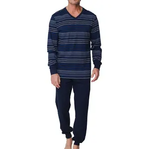 Pastunette katoenen Heren pyjama - V-hals - Donkerblauw Pastunette katoenen Heren pyjama - V-hals - Donkerblauw