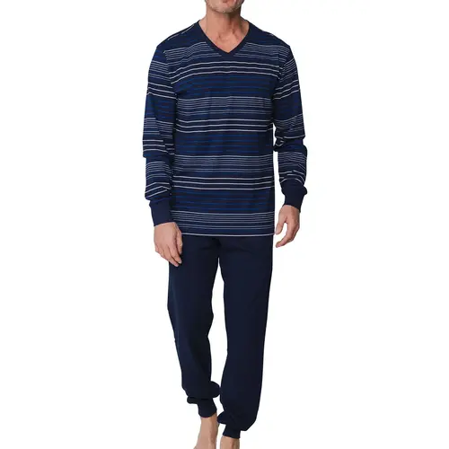 Pastunette katoenen Heren pyjama - V-hals - Donkerblauw Pastunette katoenen Heren pyjama - V-hals - Donkerblauw