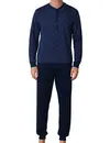 Pastunette Heren katoenen pyjama met lange mouwen - Donkerblauw