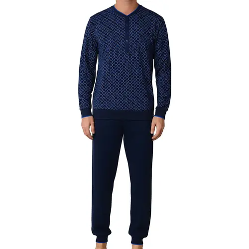Pastunette Heren katoenen pyjama met lange mouwen - Donkerblauw Pastunette Heren katoenen pyjama met lange mouwen - Donkerblauw
