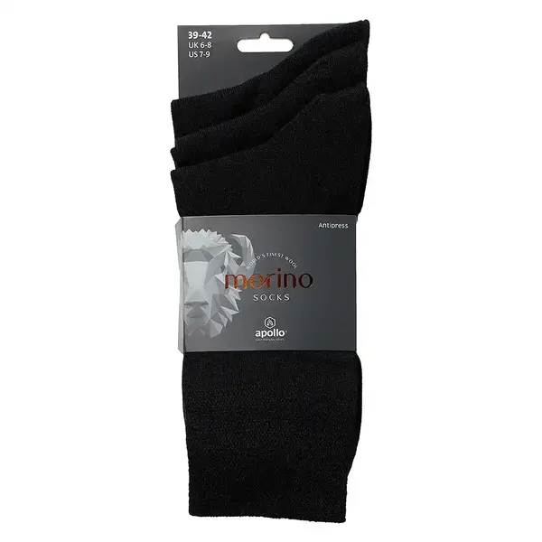 Apollo 3-paar merino wollen diabetes sokken - niet knellende boord