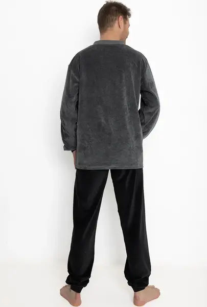 Outfitter velours heren pyjama - Anchor - Warme winter pyjama