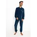 Outfitter velours heren pyjama - Anchor - Warme winter pyjama - Blauw