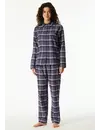 Schiesser dames pyjama flanel - Select Premium - Katoenen doorknoop pyjama lange mouwen