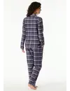Schiesser dames pyjama flanel - Select Premium - Katoenen doorknoop pyjama lange mouwen
