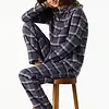 Schiesser dames pyjama flanel - Select Premium - Katoenen doorknoop pyjama lange mouwen