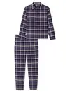 Schiesser dames pyjama flanel - Select Premium - Katoenen doorknoop pyjama lange mouwen