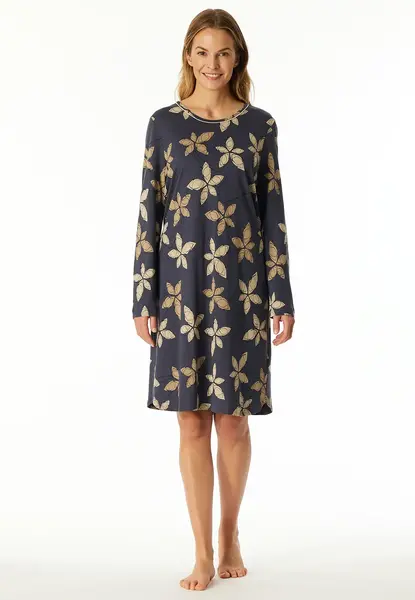 Schiesser Dames Nachthemd lange mouw - Flower - Modal dames nachtjapon - Luxe nachtkleding dames