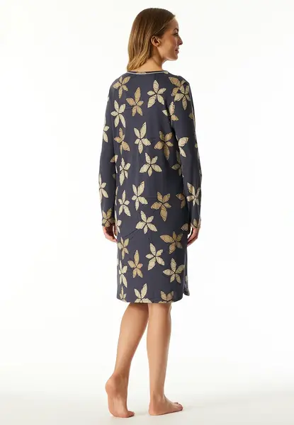 Schiesser Dames Nachthemd lange mouw - Flower - Modal dames nachtjapon - Luxe nachtkleding dames Schiesser Dames Nachthemd lange mouw - Flower - Modal dames nachtjapon - Luxe nachtkleding dames