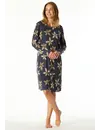 Schiesser Dames Nachthemd lange mouw - Flower - Modal dames nachtjapon - Luxe nachtkleding dames