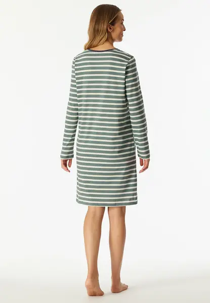 Schiesser Dames Nachthemd lange mouw Casual - katoenen dames nachtjapon - Luxe nachtkleding dames