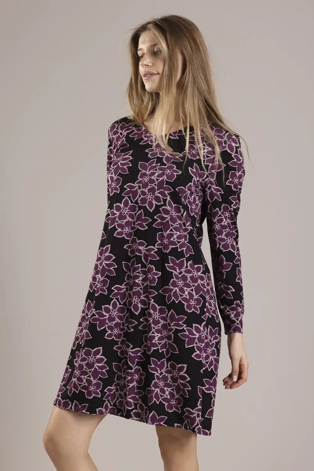 Nina von C dames nachthemd lange mouw - 95CM